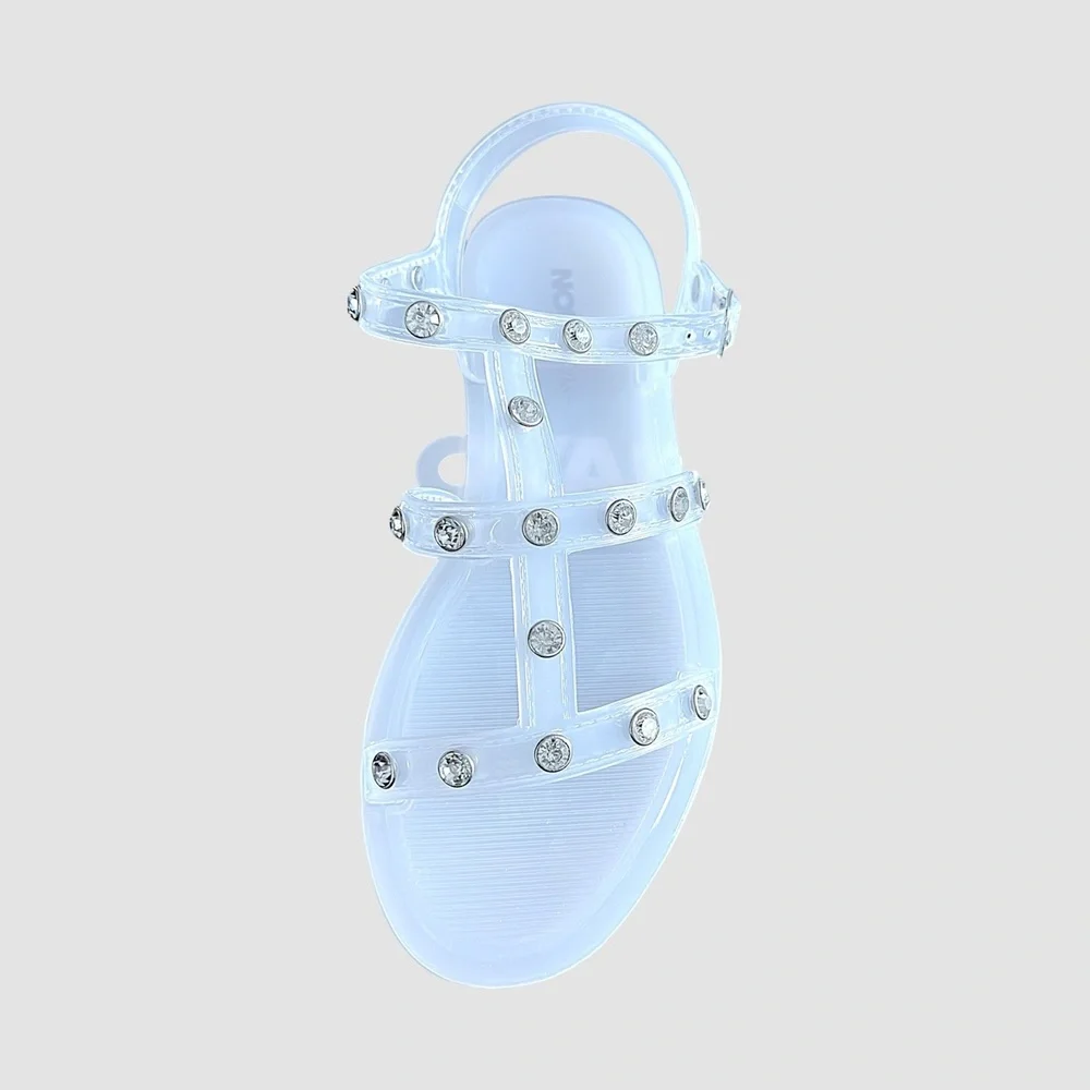 Mini Bling Bling II Flat‎ Sandal Girls White Clear Jelly Gladiator Sparkly Chic